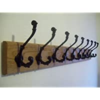 Los mejores  - Ironmongery World – Perchero de pared- hierro fundido con aspecto envejecido y madera de roble dura- 4.